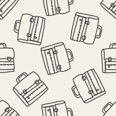 Doodle okul çantası Dikişsiz desen arka plan