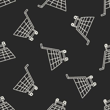 Alışveriş sepeti Dikişsiz desen arka plan doodle