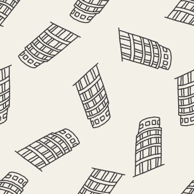 Doodle Leaning Tower of Pisa Dikişsiz desen arka plan