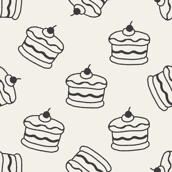 Doodle gâteau sans couture pattem fond — Image vectorielle