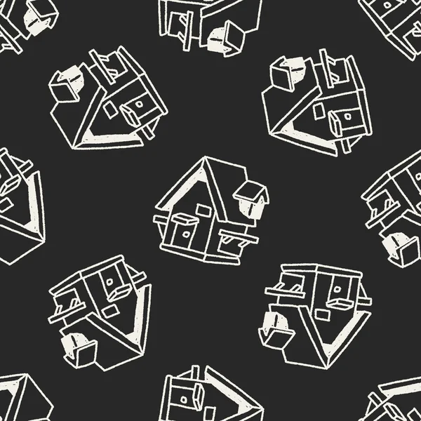 Doodle house sömlös bakgrund — Stock vektor