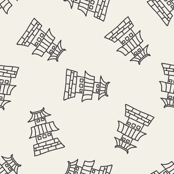 Doodle-Architektur nahtlose Muster Hintergrund — Stockvektor