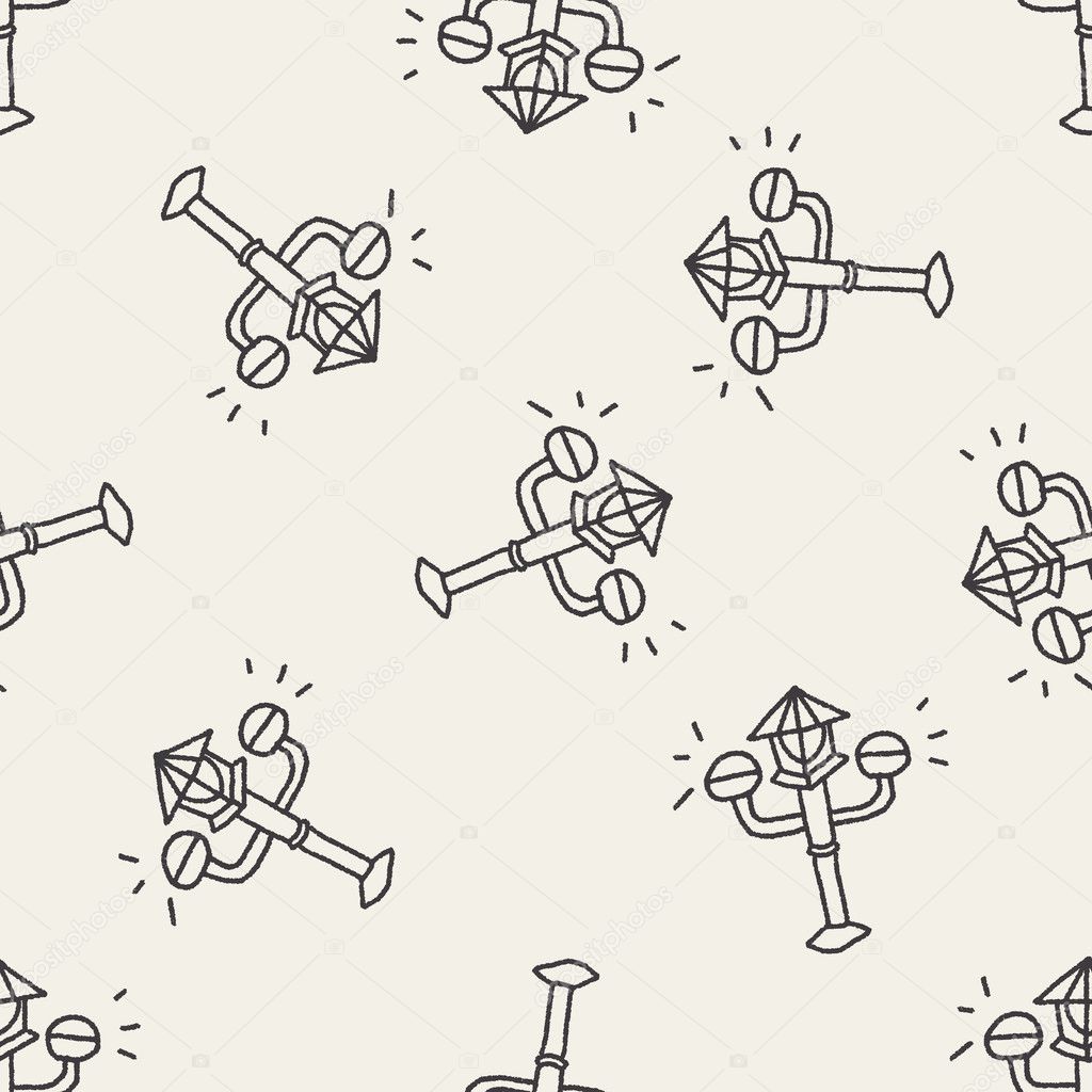 Doodle Streetlights seamless pattern background