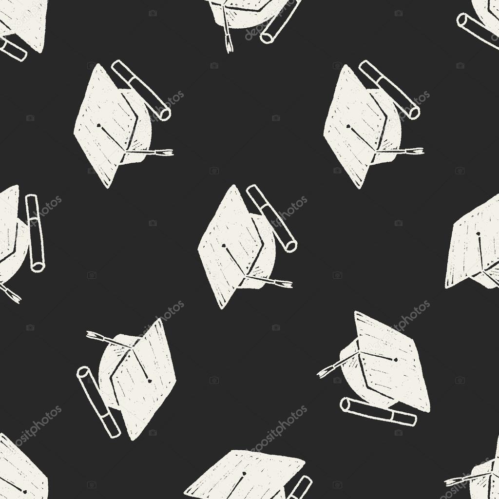 Doodle Bachelor cap seamless pattern background