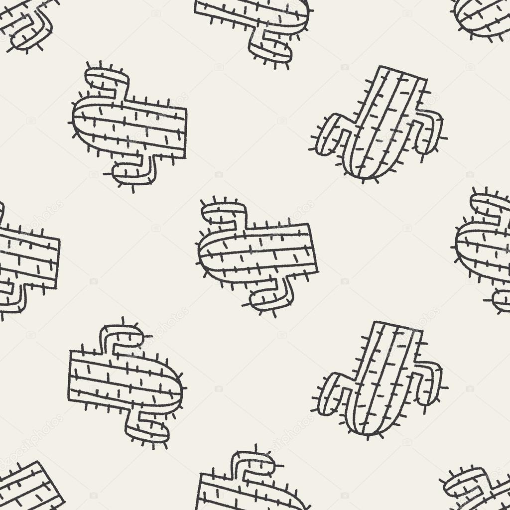 doodle cactus seamless pattern background