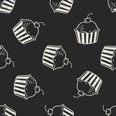 Doodle kek Dikişsiz desen arka plan