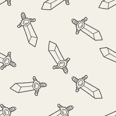 Doodle kılıç Dikişsiz desen arka plan