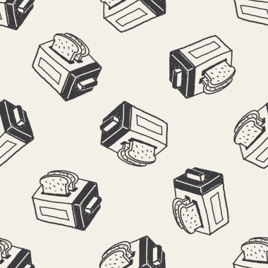 Ekmek kızartma makinesi Dikişsiz desen arka plan doodle
