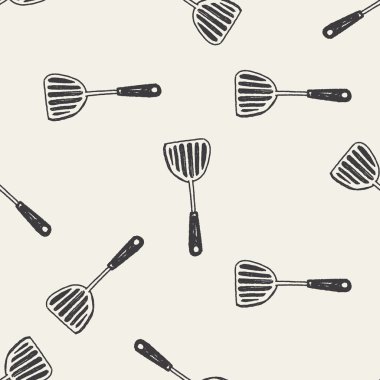 Doodle mutfak kaşık Dikişsiz desen arka plan