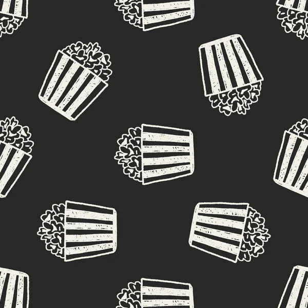 Doodle Popcorn fond de motif sans couture — Image vectorielle