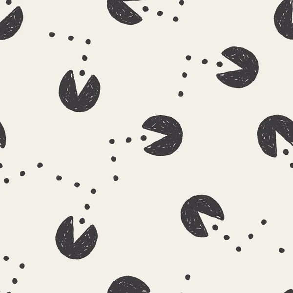 Doodle pac-man nahtlose Muster Hintergrund — Stockvektor
