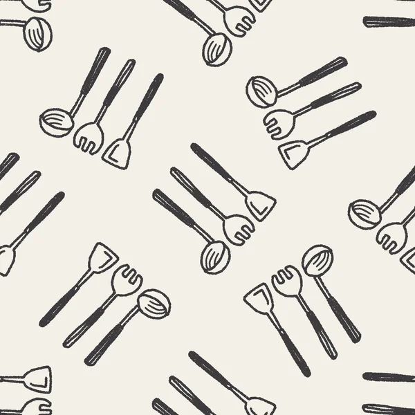 Doodle Кухонний посуд безшовний візерунок фон — стоковий вектор