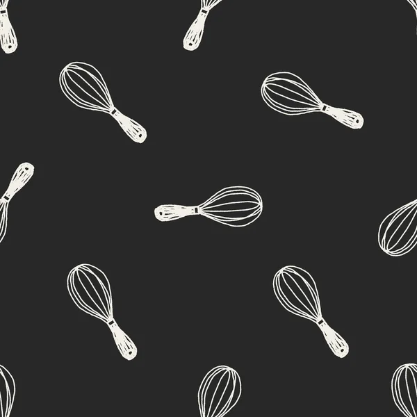 Doodle Whisk fondo patrón sin costuras — Vector de stock