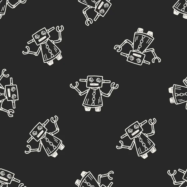 Doodle Robot vzor bezešvé pozadí — Stockový vektor