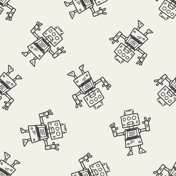 Doodle Robot senza soluzione di continuità modello di sfondo — Vettoriale Stock