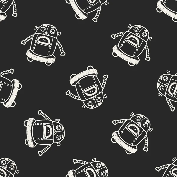 Doodle Robot seamless pattern background — Stock Vector