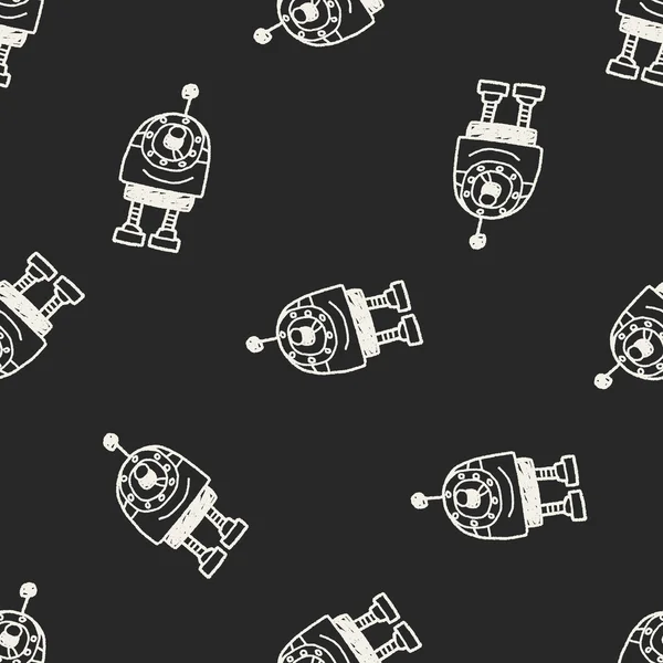 Doodle Robot senza soluzione di continuità modello di sfondo — Vettoriale Stock