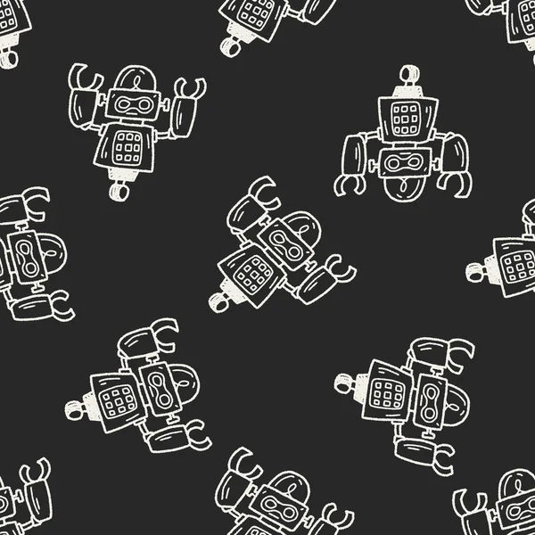 Doodle Robot seamless pattern background — Stock Vector