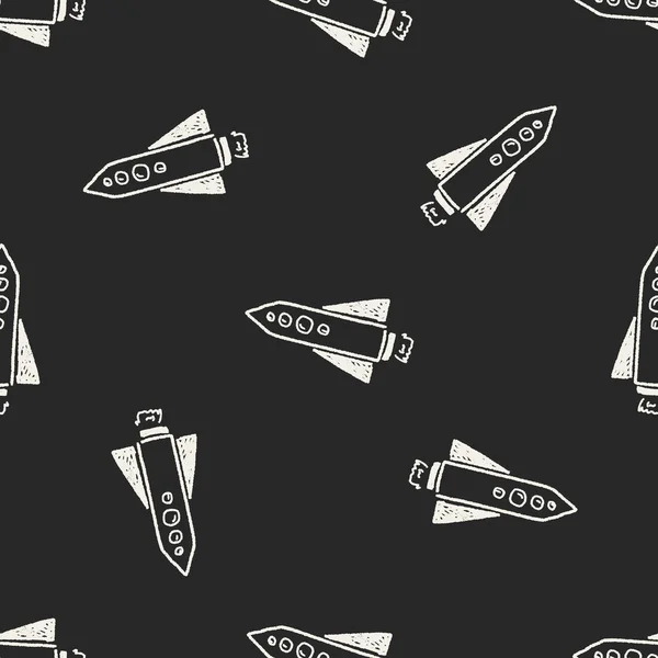 Doodle Spaceship fundo padrão sem costura — Vetor de Stock