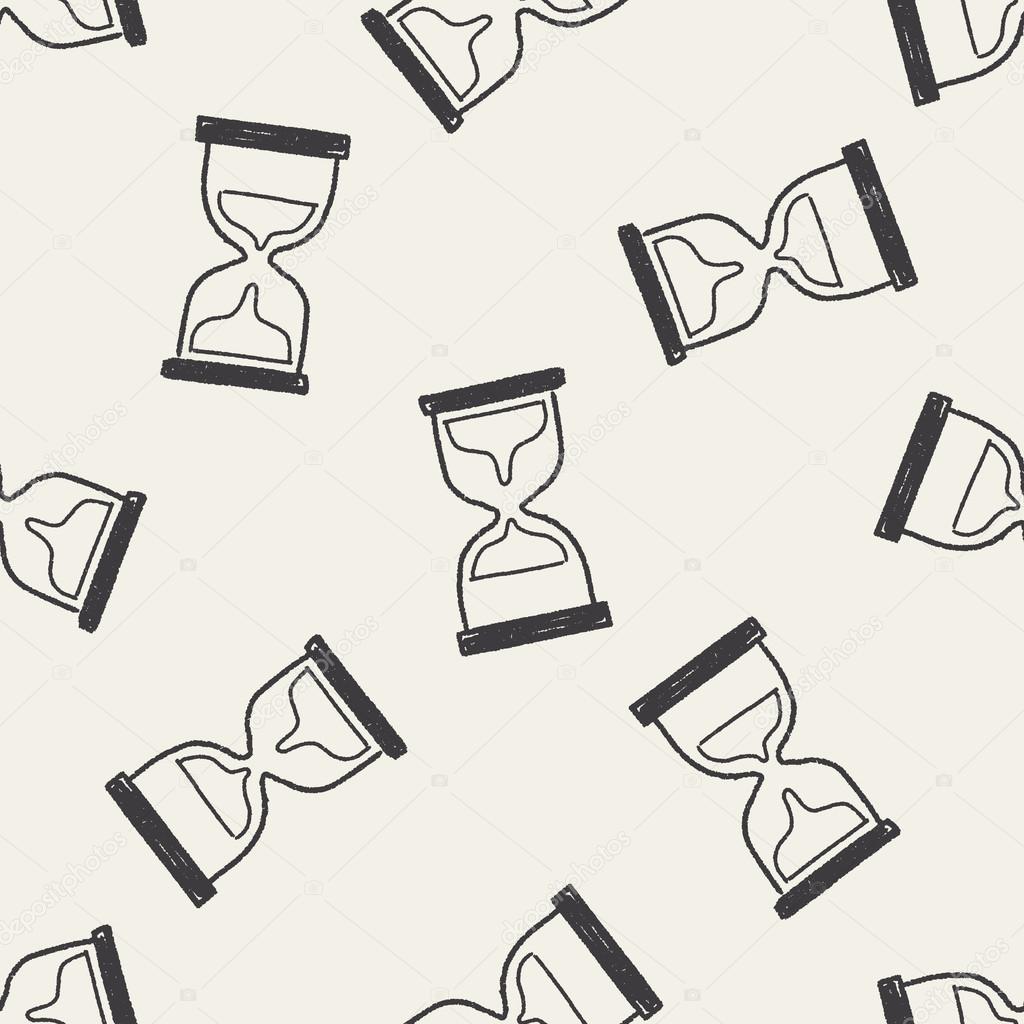 Doodle Hourglass seamless pattern background