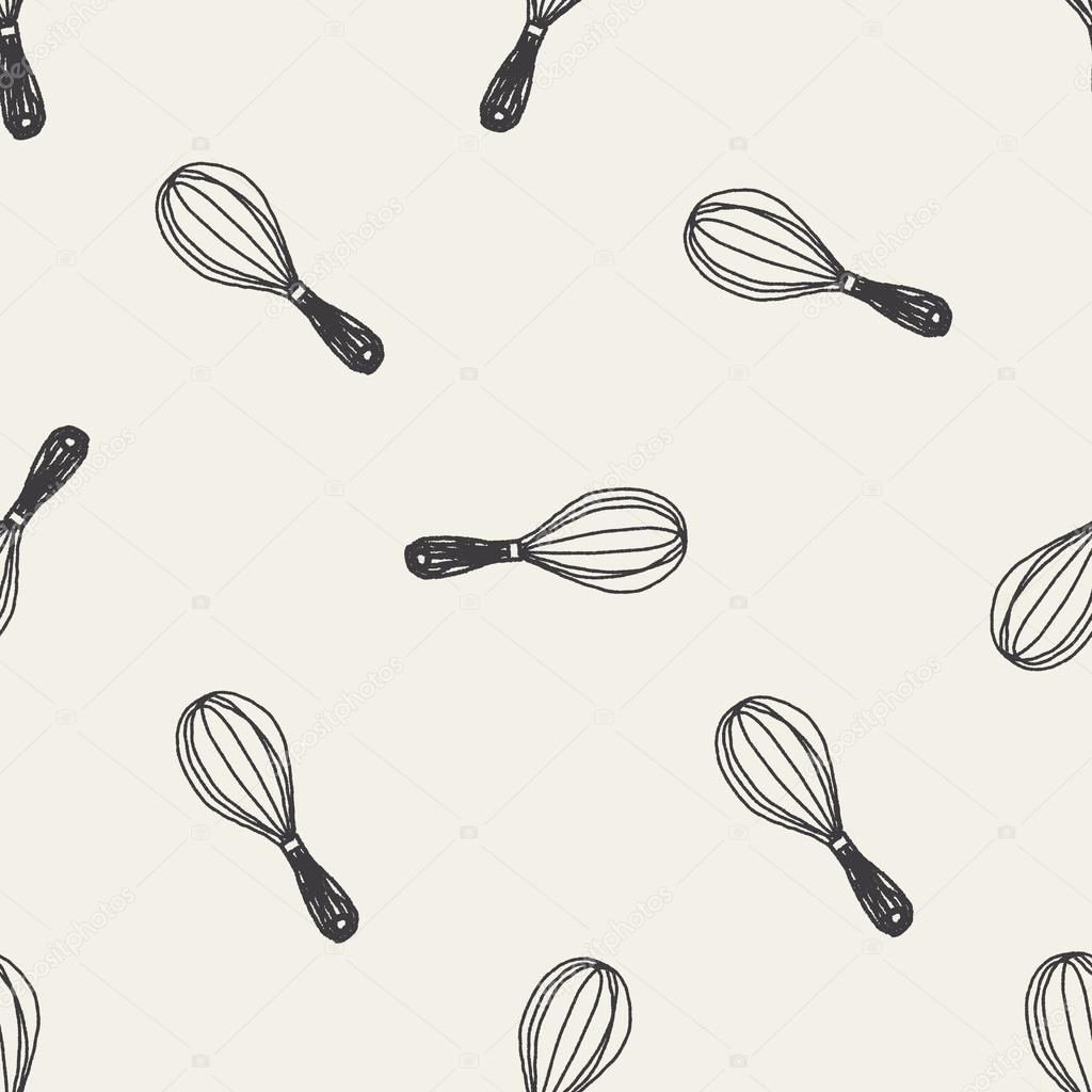 Doodle Whisk seamless pattern background