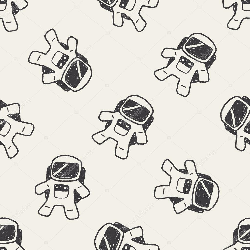 Doodle Astronaut seamless pattern background