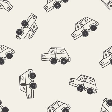 Doodle araba Dikişsiz desen arka plan