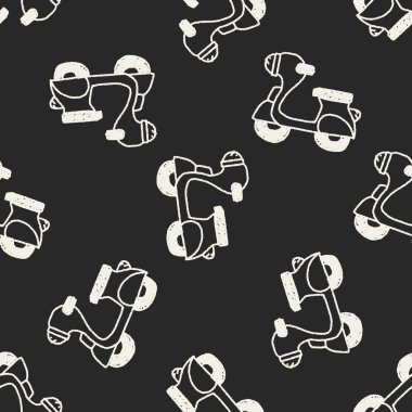 Doodle motosiklet Dikişsiz desen arka plan