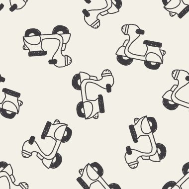 Doodle motosiklet Dikişsiz desen arka plan