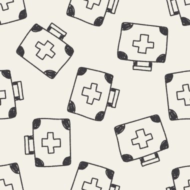 Tıp durumda doodle çizim Dikişsiz desen arka plan