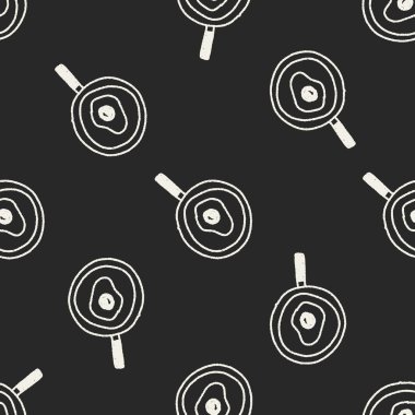 Omlet tava doodle çizim Dikişsiz desen arka plan