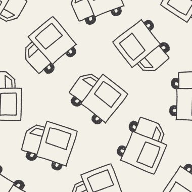 kamyon doodle çizim Dikişsiz desen arka plan