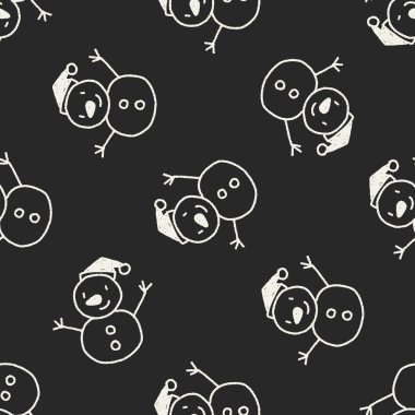 kardan adam doodle çizim Dikişsiz desen arka plan