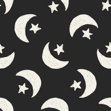 ay ve yıldız çizim Dikişsiz desen arka plan doodle