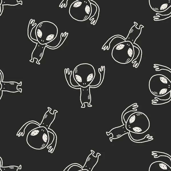 Doodle Alien sem costura fundo padrão — Vetor de Stock