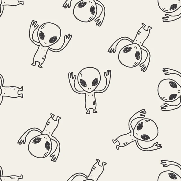 Doodle Alien nahtlose Muster Hintergrund — Stockvektor