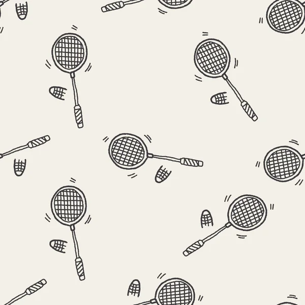 Doodle badminton bezszwowy wzór tła — Wektor stockowy