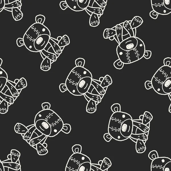 Doodle Teddy seamless pattern background — Stock Vector