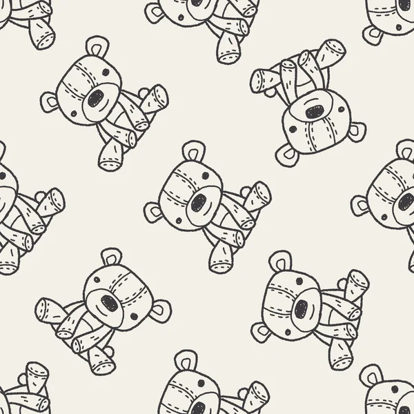 Doodle Teddy fondo de patrón sin costuras — Vector de stock