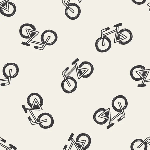 Doodle Bicycle seamless pattern background — Stock Vector