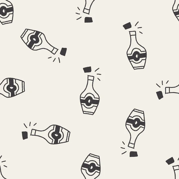 Şarap doodle çizim Dikişsiz desen arka plan — Stok Vektör