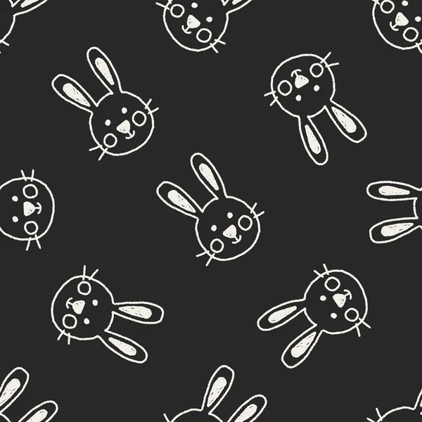 Animal rabbit doodle desenho sem costura padrão fundo — Vetor de Stock