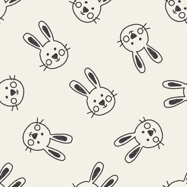 Animal rabbit doodle desenho sem costura padrão fundo — Vetor de Stock