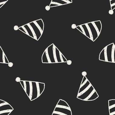 parti şapkası doodle çizim Dikişsiz desen arka plan