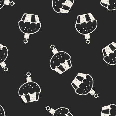 cupcake doodle çizim Dikişsiz desen arka plan