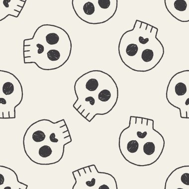 Kafatası doodle çizim Dikişsiz desen arka plan