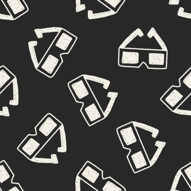 3D glassess doodle çizim Dikişsiz desen arka plan