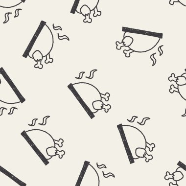 Kızarmış tavuk doodle çizim Dikişsiz desen arka plan
