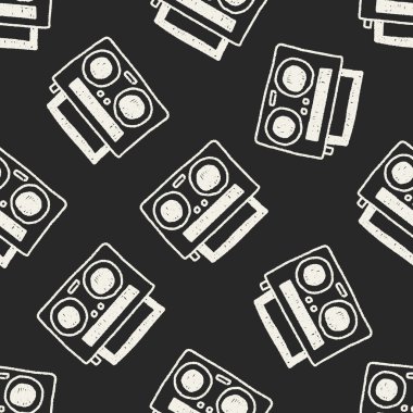 radyo oyuncu doodle çizim Dikişsiz desen arka plan