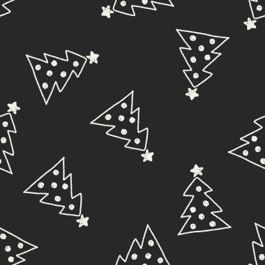 Noel ağacı doodle çizim Dikişsiz desen arka plan
